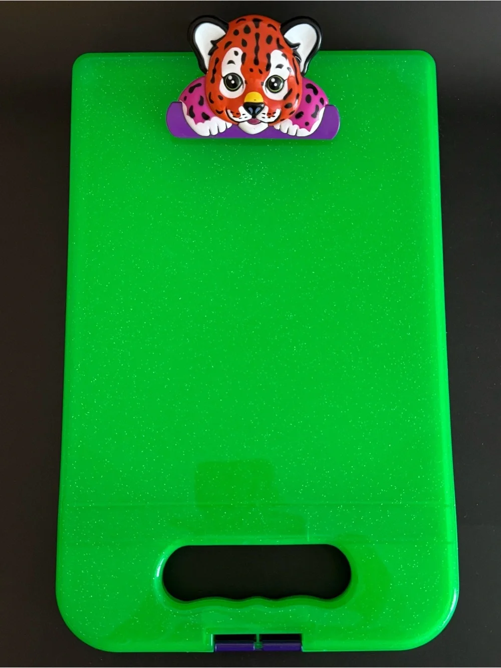 LISA FRANK Tiger Green Clipboard Storage Case & Glamour Dolls Blush Brush